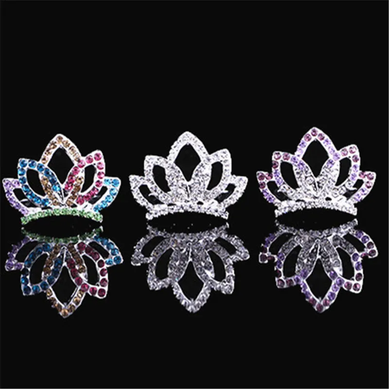 Coroa das meninas Tiara Comb Rhinestone Crown Hair pente Wear Wear Filhas Faculdade de festa Acess￳rios de moda