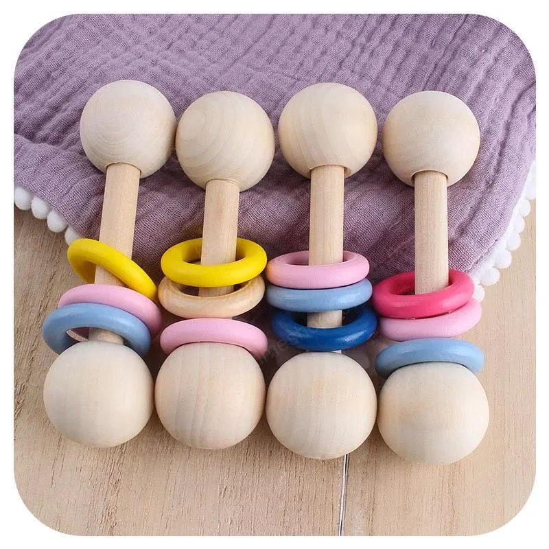 Baby Toys Baby Teether Rings Food Grade Beech Wood Baby Teething