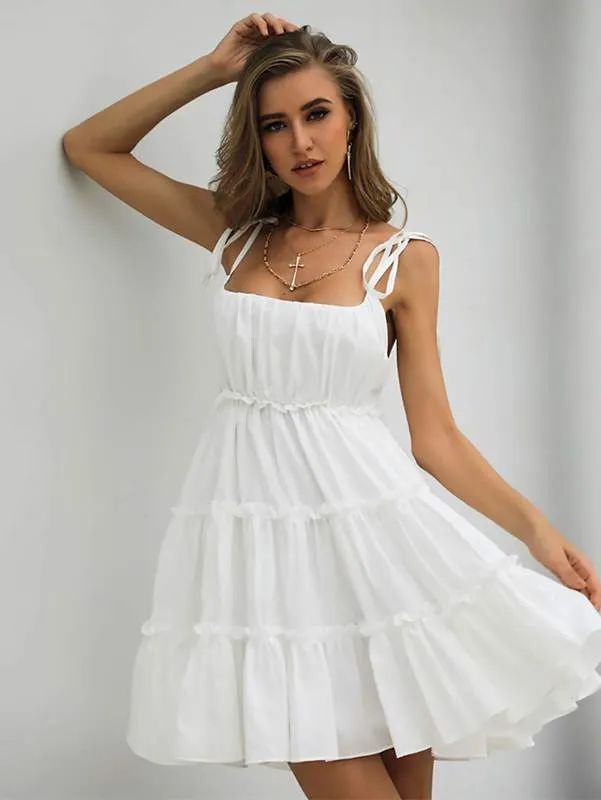 Missord Knot Paski Frill Trim Cami Sukienka ona