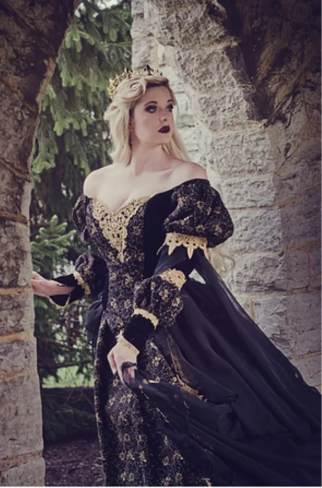 green emerald velvet dress 80s Gothic Dress| Vintage Black and Gold Evening Dress with Bows