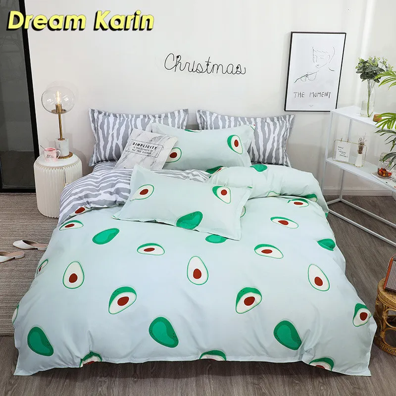 240/220 Ensemble de literie imprimé d'avocat Cartoon Brief Housse de couette Ensembles Adulte Kid Linge de lit Simple Double Queen King Size Housse de couette LJ201015