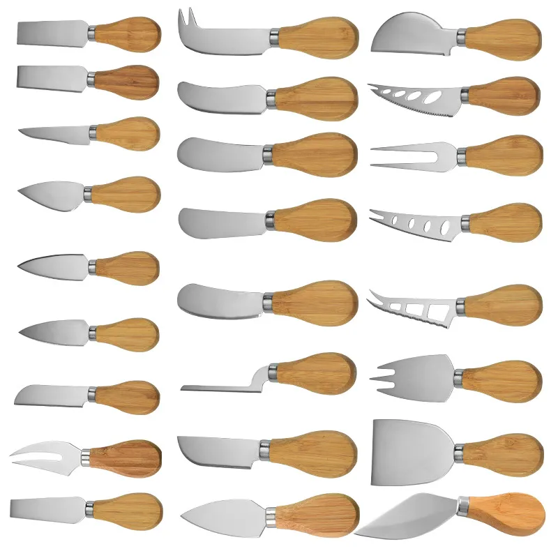 100pcs Acier inoxydable Beurre Beurre Spatule Spatule Beurre En bois Couteau Fromage Dessert Épandisseur Tool de petit-déjeuner K5