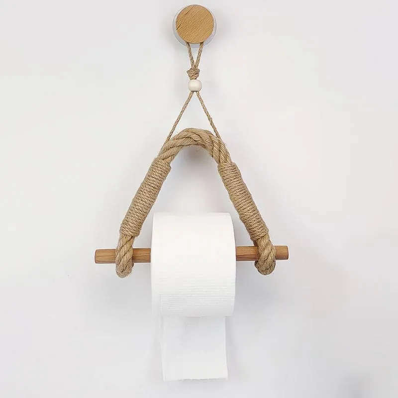 Titulares de papel higiênico titular titular retro corda natural rolos de algodão organizador de banheiro