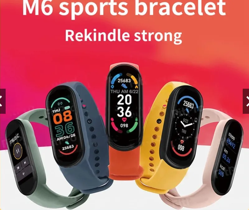 M6 smart armband klocka män fitness armband kvinnor sportspårare smartwatch spela musikband för adriod ios