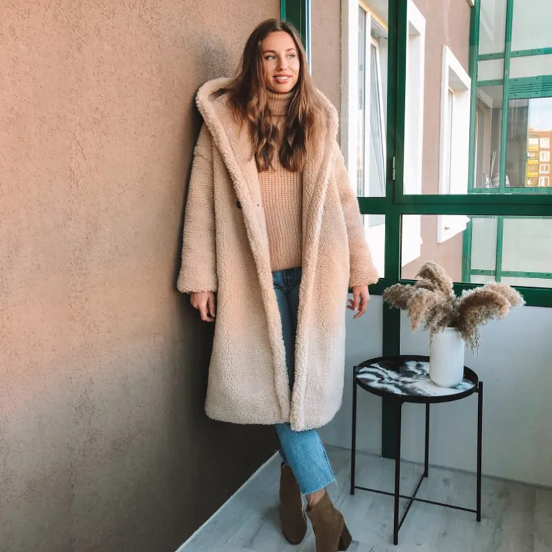 Long teddy coat clearance beige