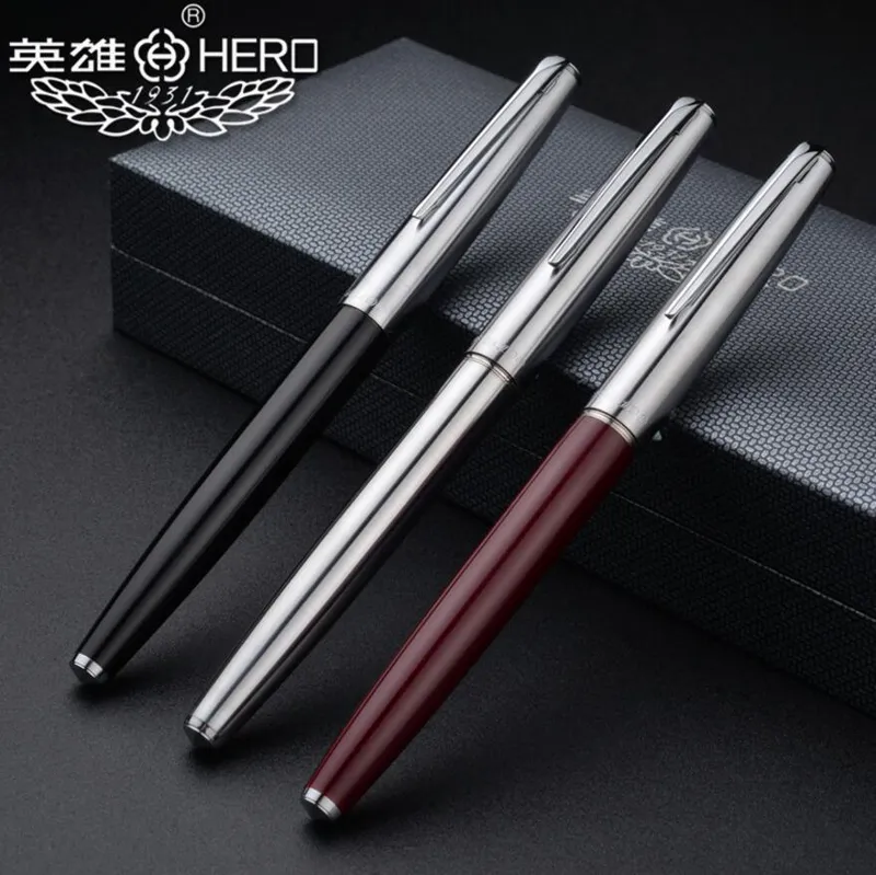 Spedizione gratuita originale Hero 100 marca penna stilografica scatola di imballaggio regalo di lusso in metallo affari scrittura penna Y200709