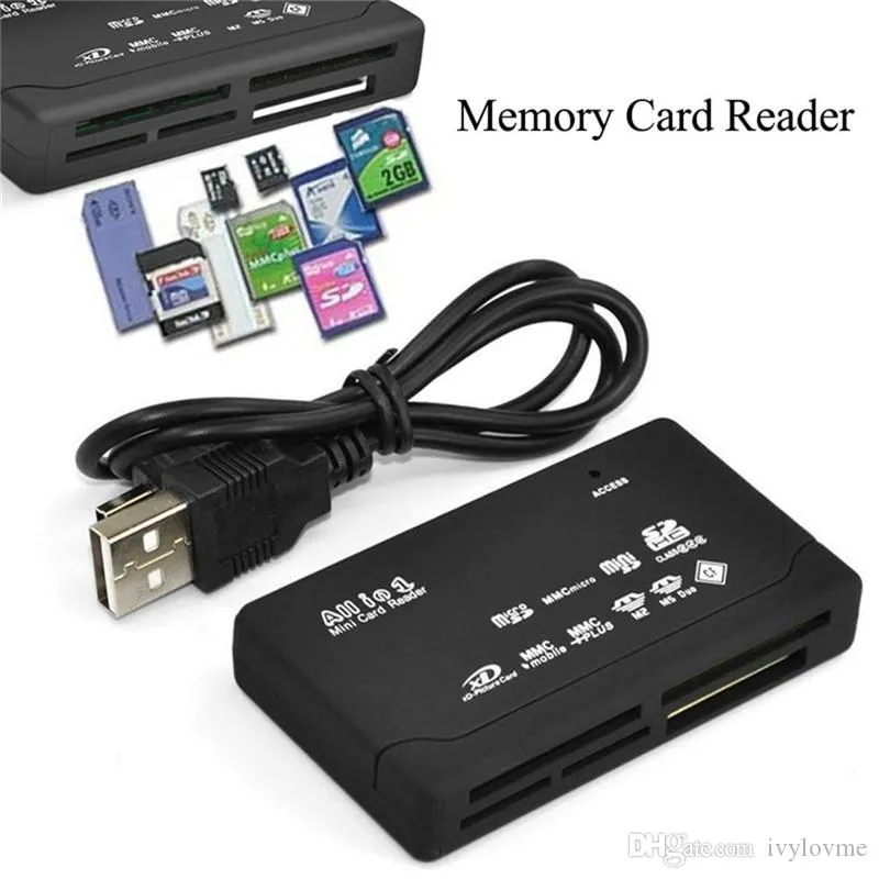 All-in-1 draagbaar alles in één mini-kaartlezer Multi in 1 USB 2.0 Geheugenkaartlezer DHL Factory Direct