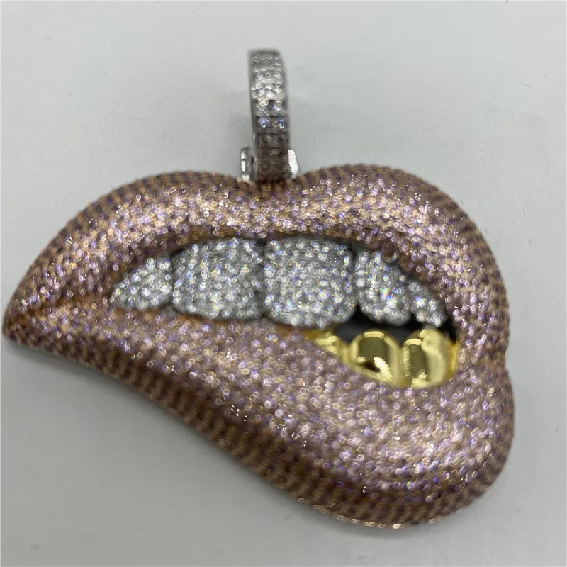 Ciondolo ghiacciato Hip Hop Bocca grande Denti con diamanti Griglie Collana con ciondolo Gioielli bling per uomo Donna2510