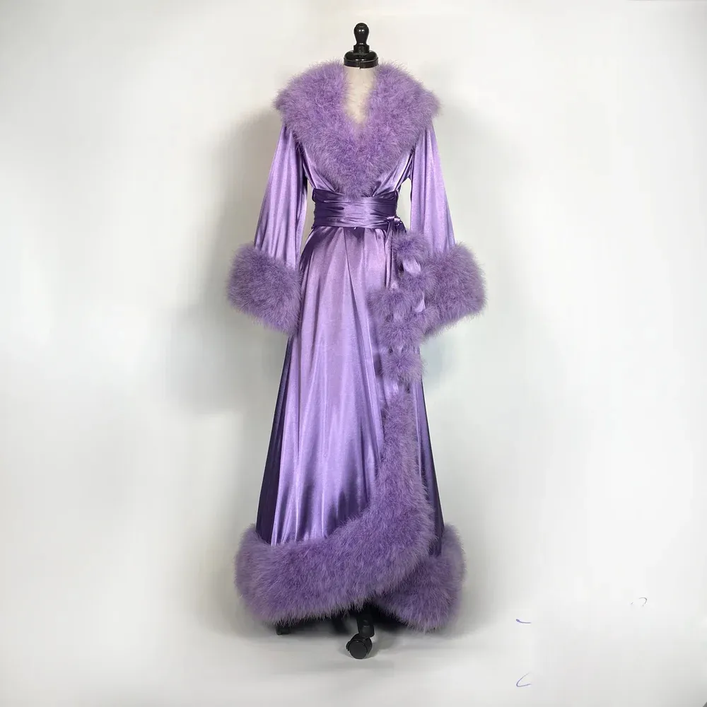 Luxury Lingerie Purple Faux Fur Bridal Nightgown Robe... From Dresstop,  $101.48 | DHgate.Com
