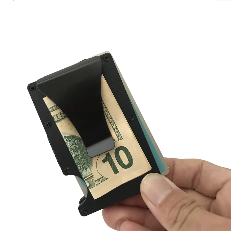 Aluminium Legering Credit One Touch Card Houders ID Business Bag Cilp Sleutelhanger Portemonnee Portemonnee Pocket