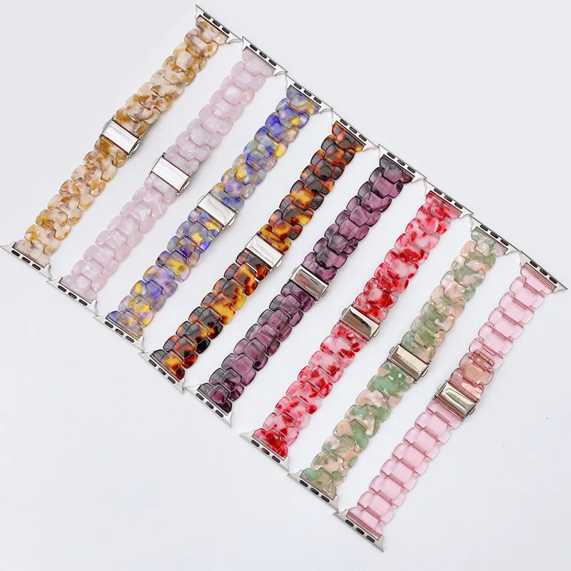 Luxury Resin Watch Straps Watchband för Apple Watch 38mm 42 mm 40mm 44mm Mode Armband för Iwatch 6 5 4 3 2 Utbytbara klockband