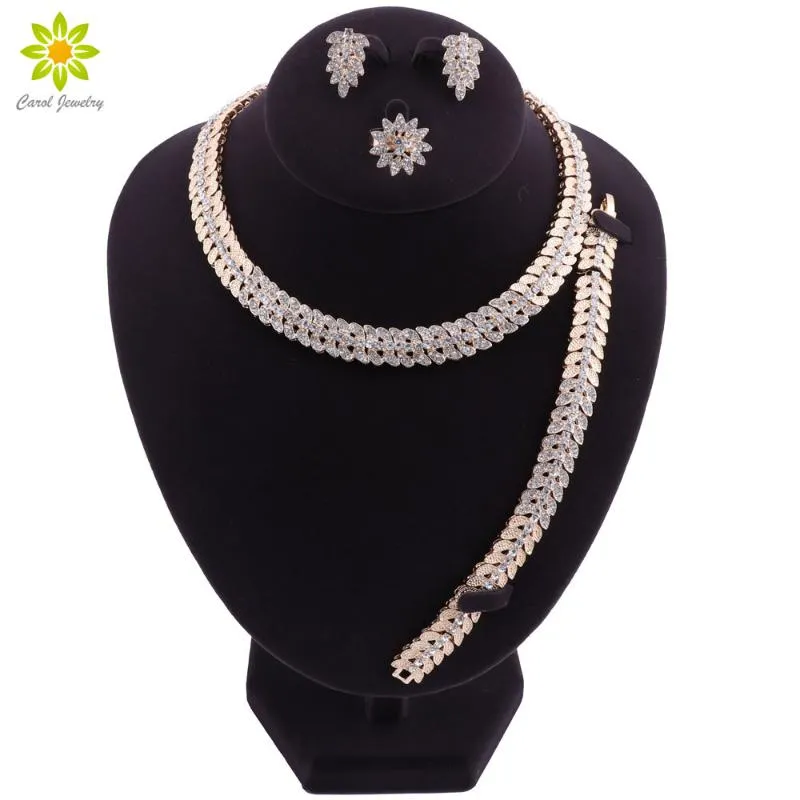 Collier de mode Dubai couleur or ensemble de bijoux marque nigérian mariée mariage femmes Costume collier boucles d'oreilles