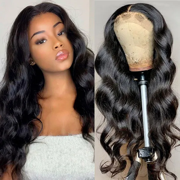 Ishow Transparent 4x4 Human Hair Lace Front Wigs Pre Plucked Brazilian Virgin Straight Body Kinky Curly Water Loose Deep Swiss Lace Closure Wig