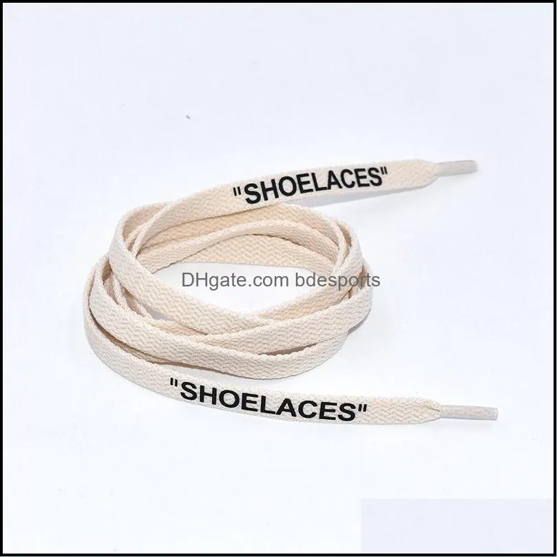 New colorful lace Letter Font 8mm Double Sides Printed SHOELACES Black White Signed Flat Shoes Joint Shoelace 120 140 160cm 086