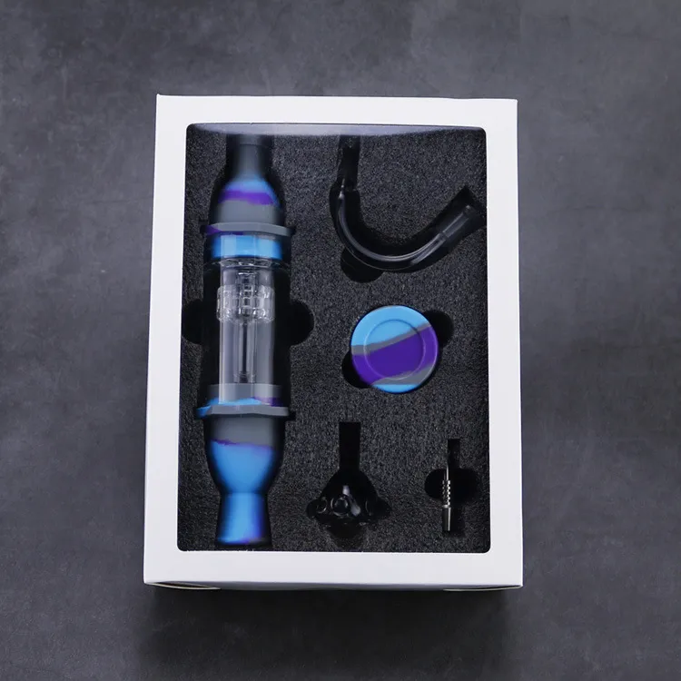 2020 Siliconen 5 In 1 Nectar Collector Set Booreiland Glas Nector Kit Siliconen Container Dab Tool Glas Waterpijp Waterpijp silicium Waterpijp Pijp