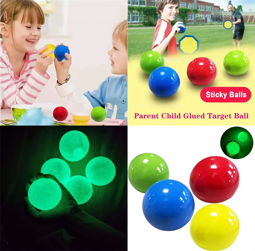 Luminous Ceiling Balls Bubble Stress Relief Sticky Ball Glued Target Ball Decompression Balls Slowly Squishy Glow Toys Kids Adults E121101