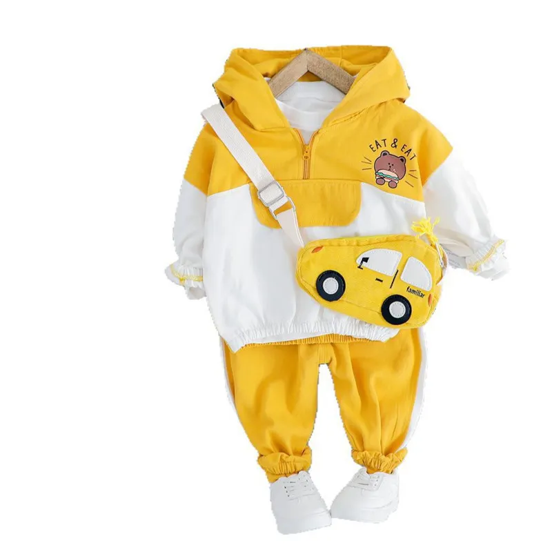 Kinder Herbst Baby Mädchen Jungen Kleidung Sets Säugling Kleinkind Kleidung Cartoon Bär Mit Kapuze Mantel Hosen 2 stücke Kinder Kostüm Anzüge 201031