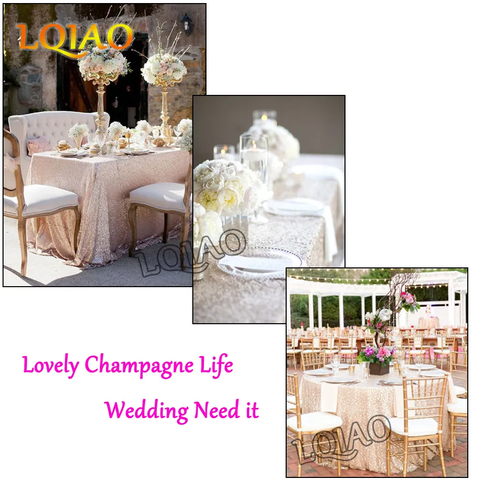 Champagne Sequin Tablecloth-001