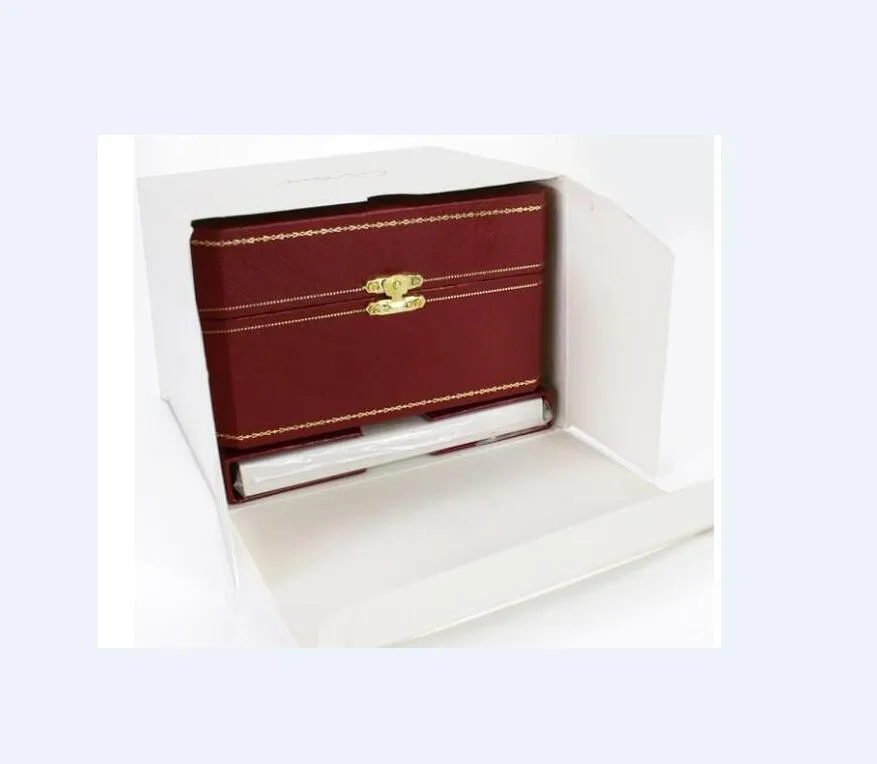 2023 Luksusowe pudełko zegarek czerwone nowe kwadratowe pudełko do zegarków Whit Bookleta karta i papiery w języku angielskim244z