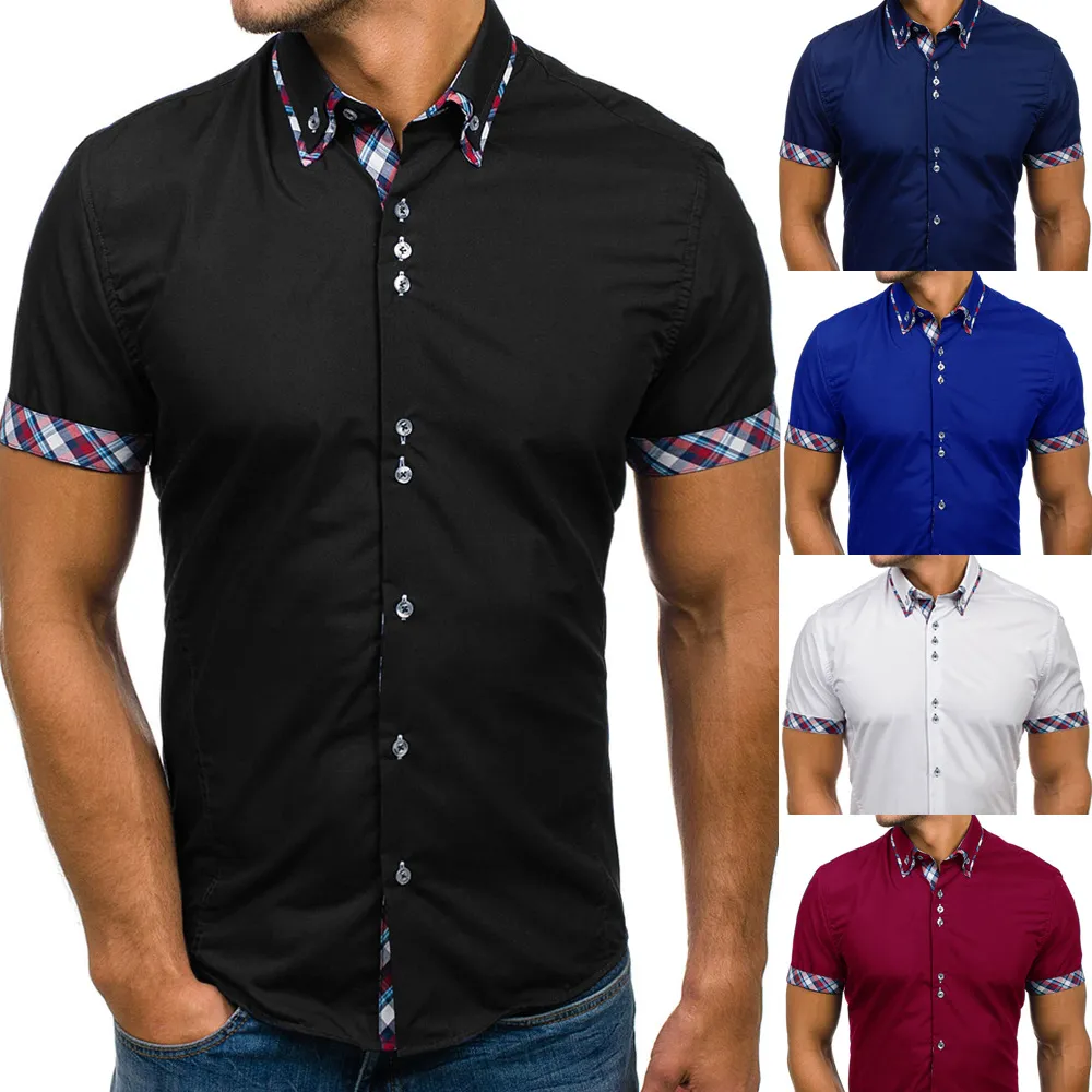 Fashion Male Shirt Long-Sleeves Tops Double collar business shirt Mens Dress Shirts Slim Men 3XL197W