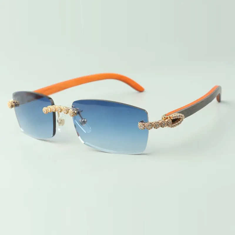 2022 Bouquet Diamond Gafas de sol 3524012 con palos de madera naranja natural Gafas Lente 3.0 Grosor