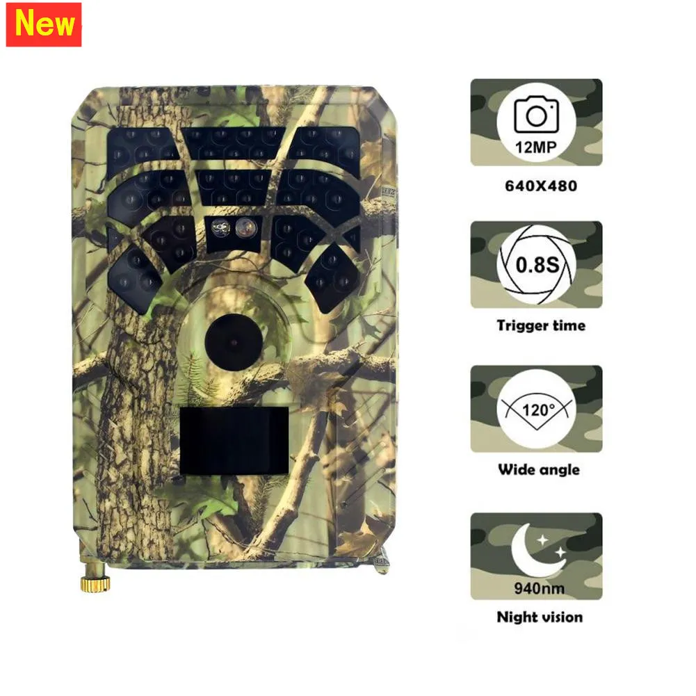 PR300A Avcılık Kamera 12MP 1080 P 120 Derece PIR Sensörü Geniş Açı Kızılötesi Gece Görüş Yaban Hayatı Trail Termal Görüntüleyici Video Kamera