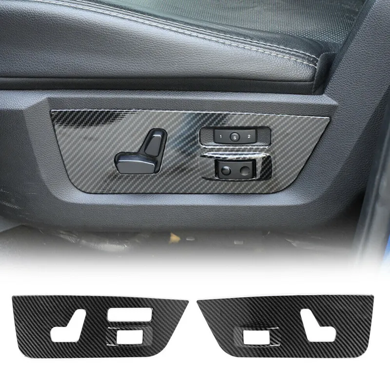 Copertura decorativa per pannello di regolazione del sedile elettrico per auto ABS per Dodge RAM 1500 10-17 Accessori interni in fibra di carbonio
