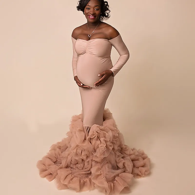 greatvip Blush Ruffled Maternity Robe with Long Sleeves and Fluffy Tiered Dress for Photoshoots Chic Blush Pink Ruffles Maternity Robes Women Long Sleeve Photoshoot Fluffy  Tiered Dress Formal Event Overlay Sleepwear 2021 From Greatvip, $80.51 |  DHgate.Com