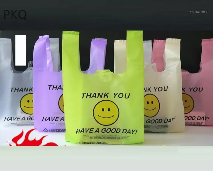 Gift Wrap 50pcs Plastic Shopping Bag Vest Bags With Handle Supermarket Retailing Transparent Grade Packaging1