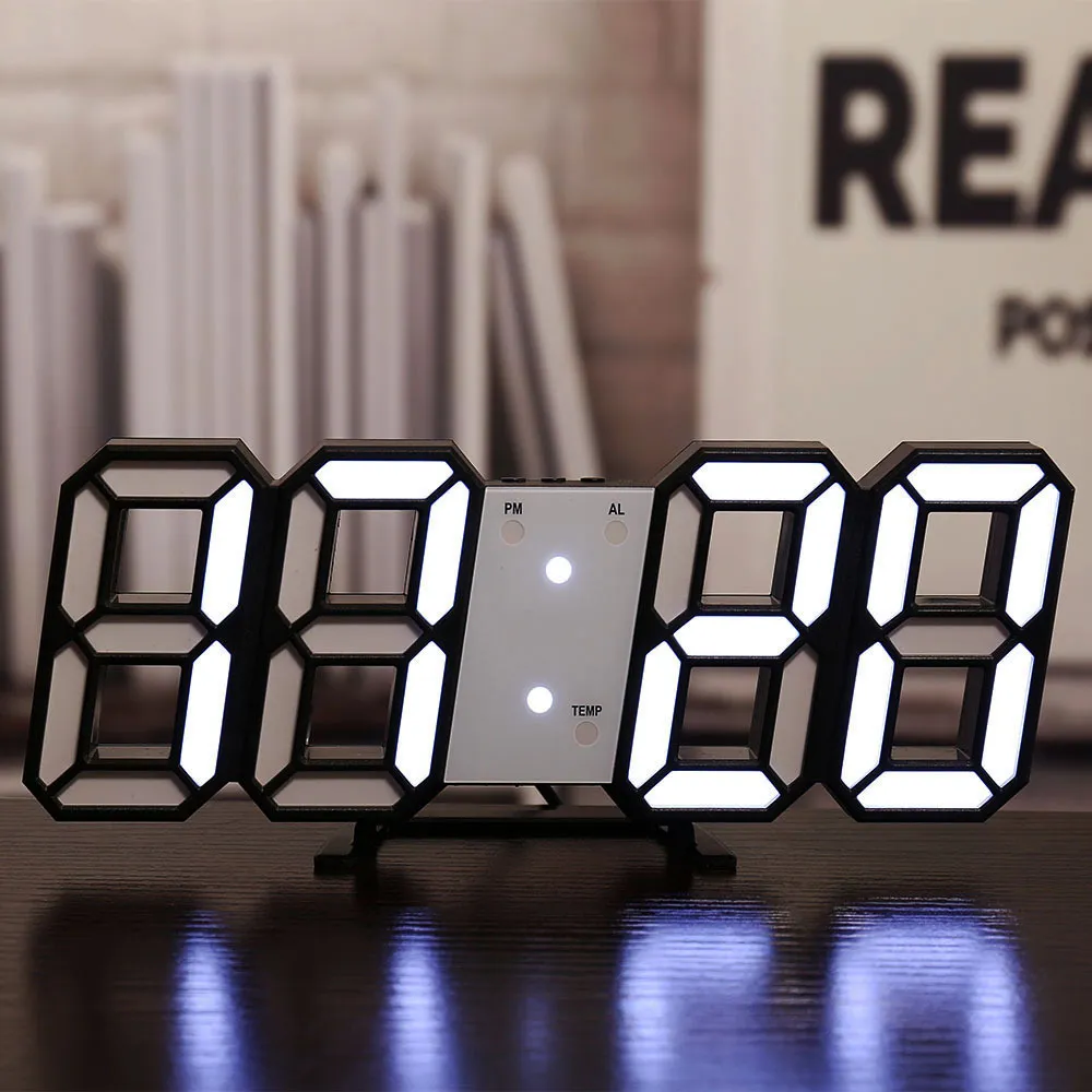 3D LED Dijital Saat Parlayan Gece Modu Parlaklık Ayarlanabilir 3D LED Dijital Saat Parlayan Gece Modu Parlaklık Ayarlanabilir