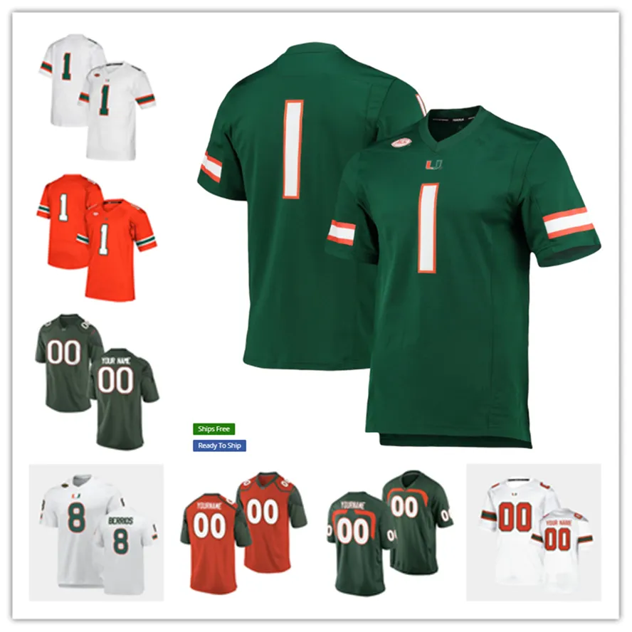 Miami Hurricanes Football Jersey 15 Avantae Williams 64 Jalen Rivers 51 DJ Scaife, Jr. 0 Romello Brinson 54 Issiah Walker, Jr. 11 Charleston Rambo 83 Michael Redding III