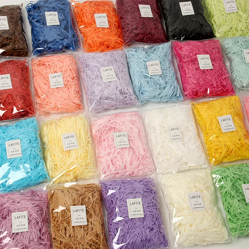 10/50/100g Colorful Party Shredded Crinkle Lafite Paper Raffia Filler DIY Wedding Gift Box Candy Material Packaging Filler 20220108 Q2