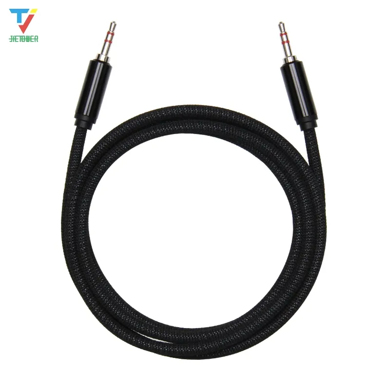 Good Quality AUX Textile Durable 3.5mm Male to Male Audio Cable Plug Audio Cable For Mp3 Speaker Car Palyer 1.5M 50pcs/lot