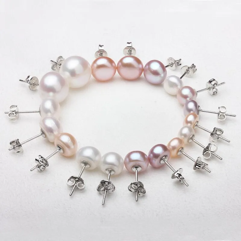 Stud 3-12mm Big Size Real Freshwater Pearl Earrings Nice Party Gift, 3 Pairs/lot