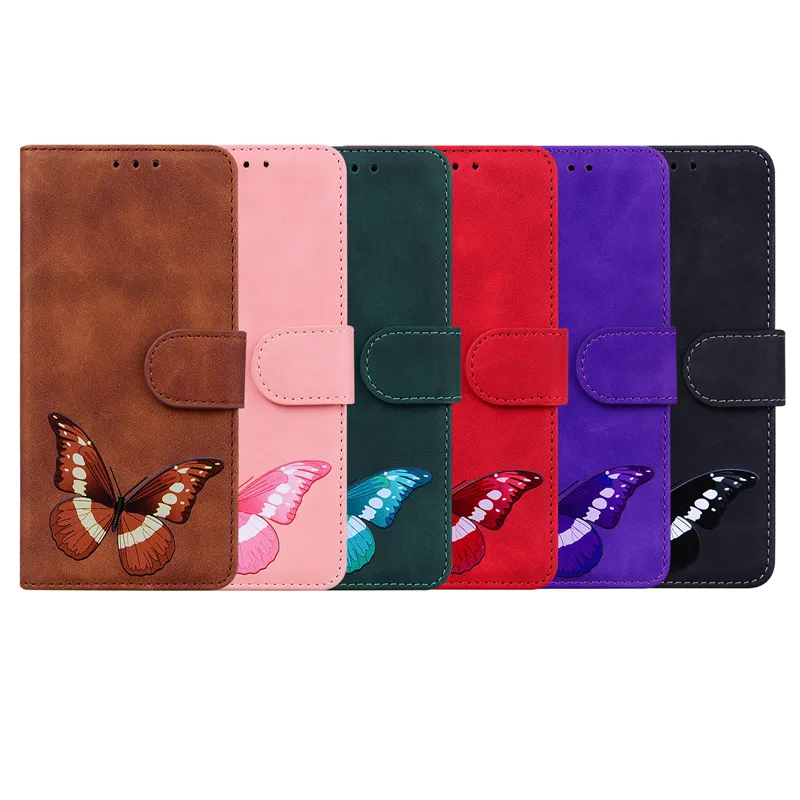 Печать бабочки кожаный кошелек для бумажников для мото G 3 2022 G51 G71 G31 G41 G G200 E20 Samsung Galaxy M52 5G A03 CORE 166 A13 A33 A53 A73 Skin Seepe Heat Holder Flip Cover