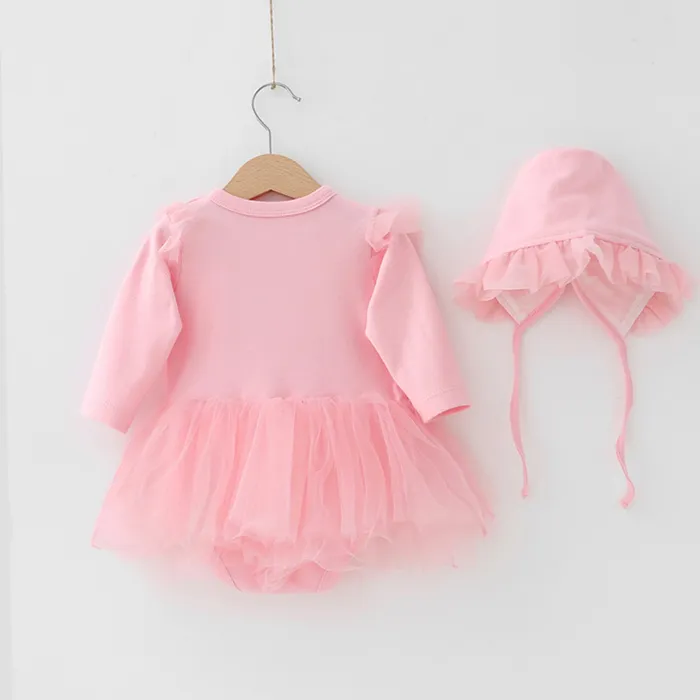 wholesale spring autumn princess organic cotton infant toddler newborn baby girl clothes rompers Sets