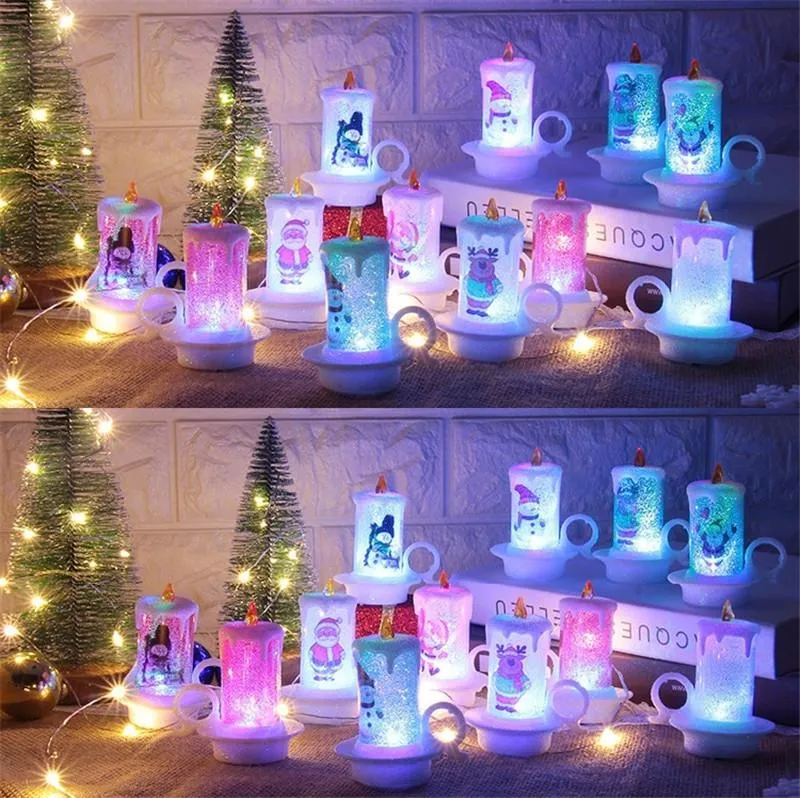 Decorazione natalizia Nightlight Xmas Candela Lampada a LED Candela elettronica Santa Claus Snowman Lampada da tavola di Natale Decorazione OWA2507