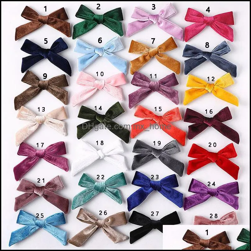 3.7 Inch 28 Colors Baby Hair Clips Velvet Solid Barrettes Children Girls HairBows Boutique Hairpins Hairpin Headwear Accessories Z4482