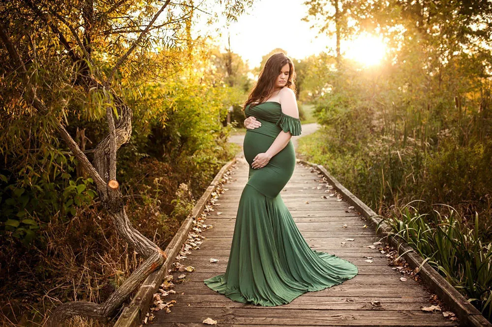 Elegant Off Shoulder Maternity Mermaid Dress For Photoshoot Stretchy,  Comfort Fit Pregnancy Gown For Baby Shower & Photography From Jiao08,  $24.05