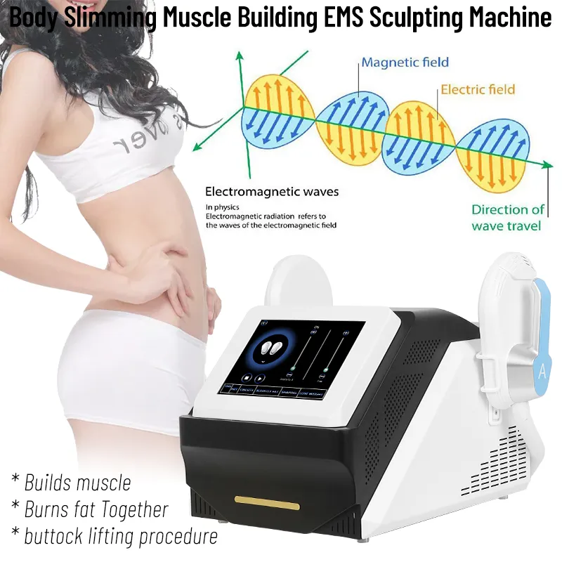 최신 Emslim Hi-EMT 기계 EMS 전자기 근육 자극 지방 굽기 쉐이핑 Hiemt EMS 근육 건물 아름다움 장비