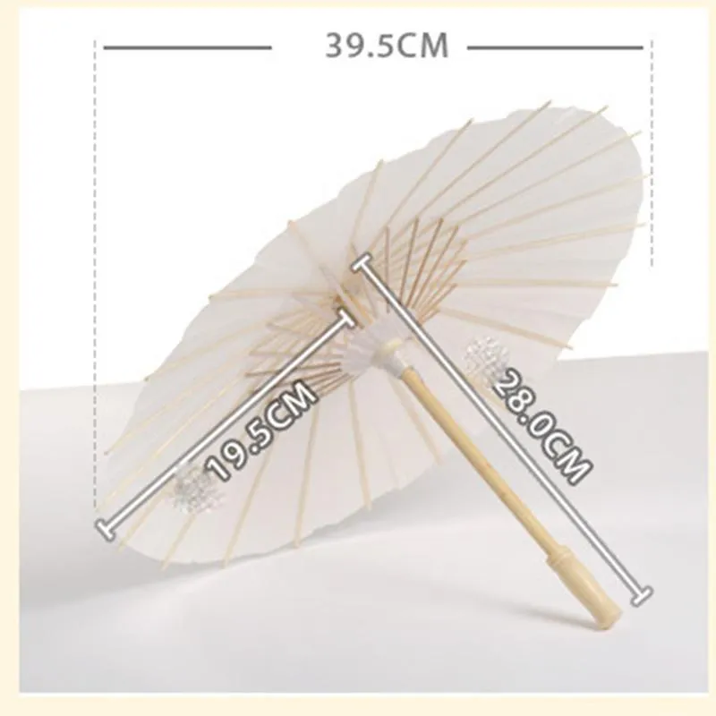 White Bamboo Paper Umbrellas Manual Craft Oiled Papers Umbrella DIY Creative Blank Painting Bride Wedding Parasol