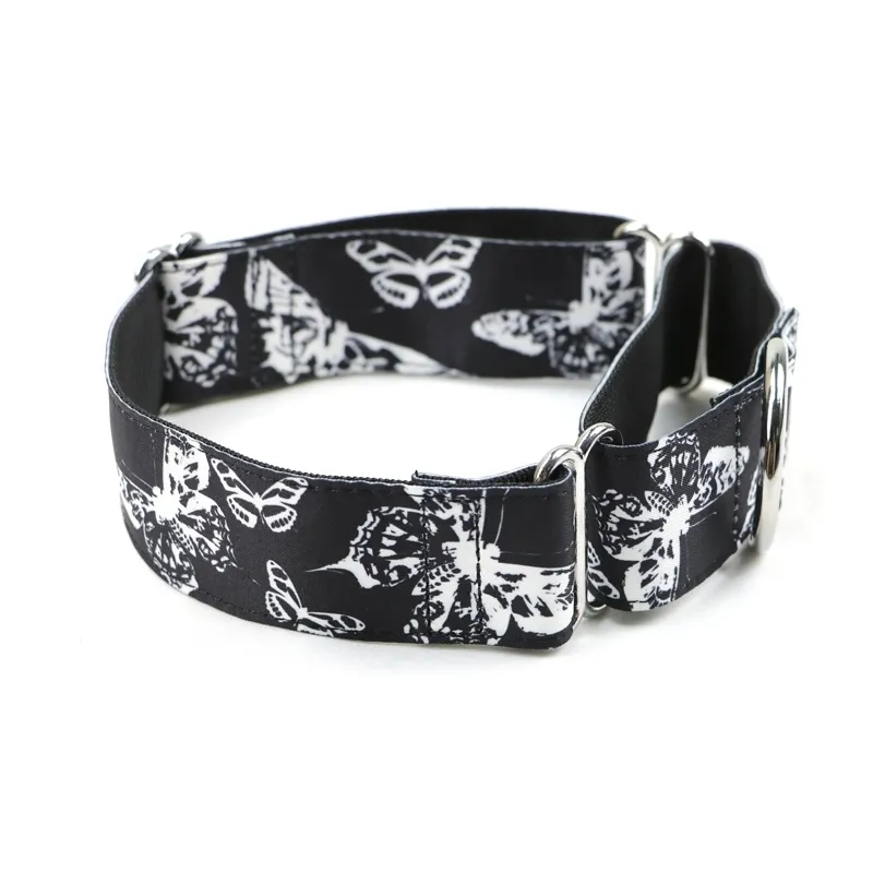 Martingale greyhound collar fabric Black Butterfly Adjustable 3. Wide Dog Necklace LJ201113