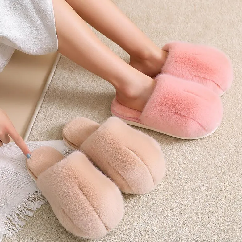 Damen Sandalen Fluff Chaussures Weiß Grau Rosa Damen Soft Slides Slipper Halten Sie warme Hausschuhe Schuhe Größe 36-41 09