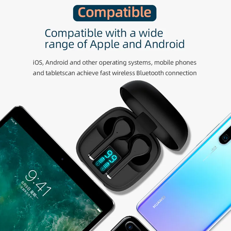 Top selling S28 TWS bluetooth earphone earset digital display wireless earbuds sports mini headphones with retail packing for smart phone