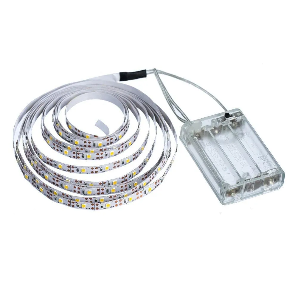 Battery Power Led Strip Light Smd2835 50cm 1m 2m 4m 5m Flexible Lighting Ribbon Tape White Warm White Strip Backlight