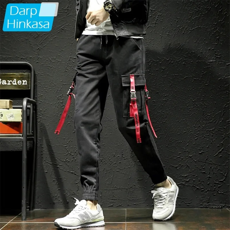 Nuovi pantaloni neri da uomo Hip Hop Cargo Pants Uomo Streetwear Harajuku Jogger Sweatpant 100% cotone Pantaloni da uomo Pantaloni 5XL 201217