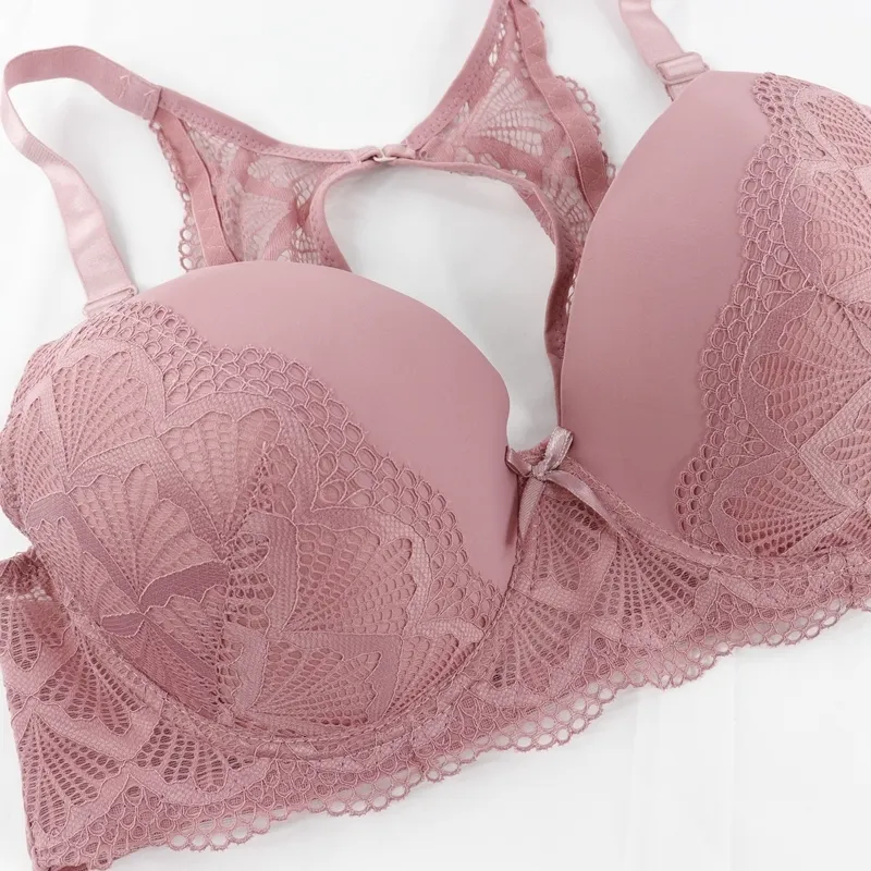 PlusGalpret Sexy Lace Back Support Pink Lace Bra For Women Plus Size Femme Pink  Lace Brasiere With Unlined Bralette In E F Cup 201202 From Dou02, $9.06