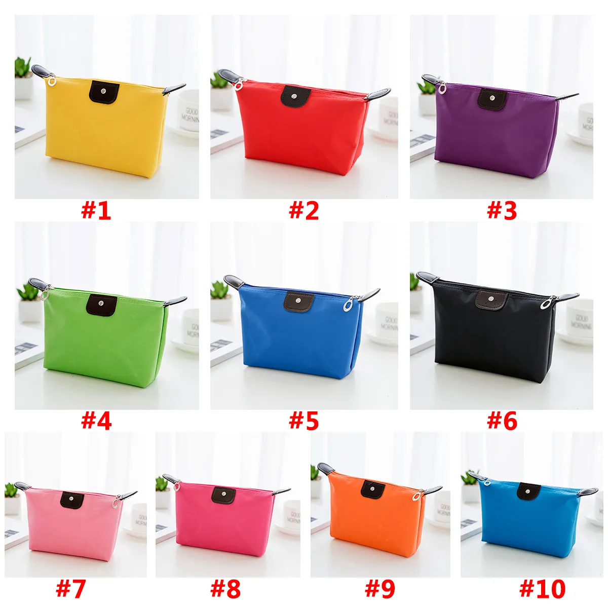 Women Candy Color Handbag Designer Bags Cosmetic Portable Storage Bag Dumpling Clutch Bag Zipper Purse w-00508