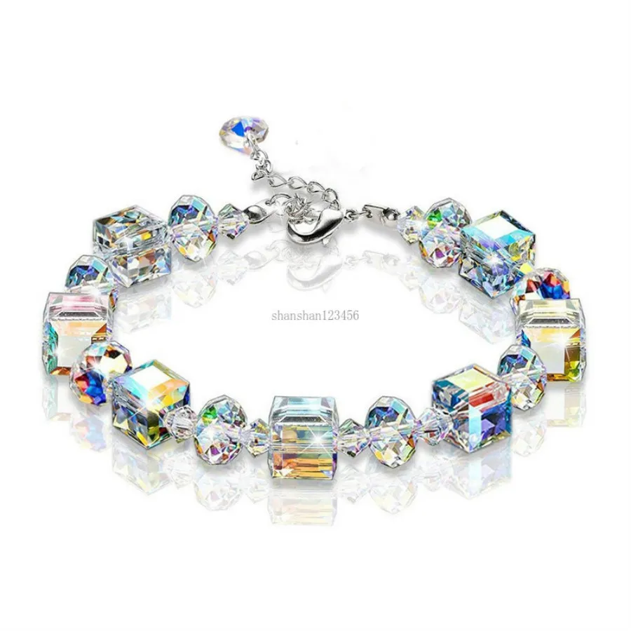 Vrouwen iridescentie regenboog diamant armband vrouw armbanden kristal bedel armband mode sieraden cadeau wil en zandig