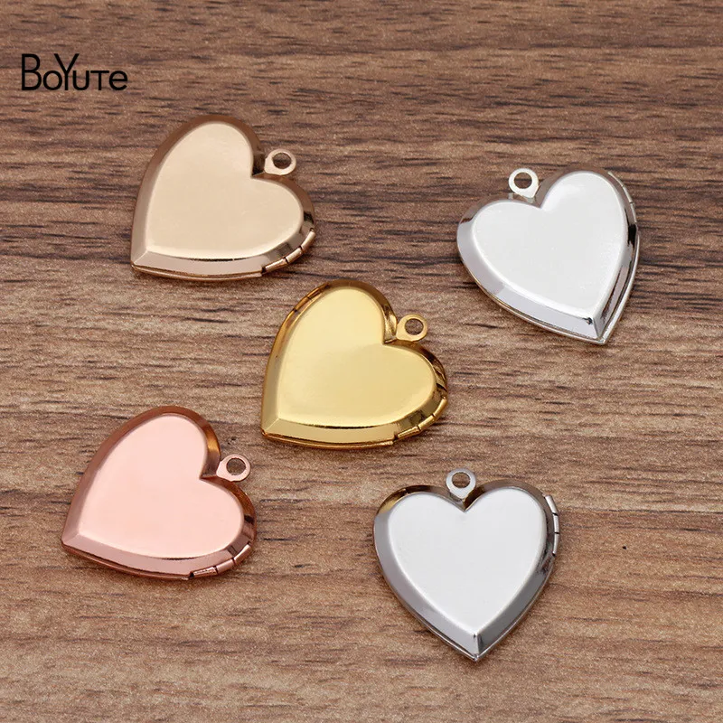 BoYuTe 10 pièces Lot 22 5 MM en métal en laiton en forme de coeur médaillon à mémoire peut insérer Po médaillon pendentif249b